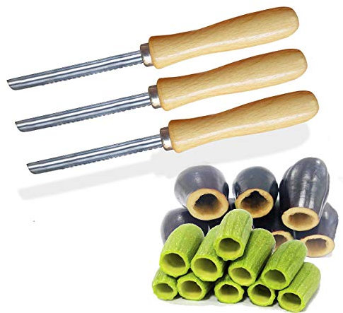 Zucchini Squash Gemüseentkerner 3 Stück Entkerner Edelstahl Kern Entferner Werkzeug Küche Gefülltes Gemüse Gemüse Samen Entferner Entfernen Samen Aubergine Gurke 20,3 cm lange Entkernungswerkzeuge