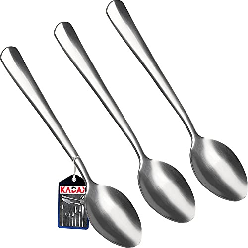 KADAX Kaffeskedar i rostfritt stål, set om 3, minimalistisk teskedar, espressoskedar, kaffeskedar, sked för te, kaffe, diskmaskinssäker (silver)