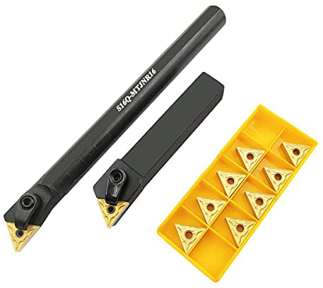 5/8 Zoll Drehmaschine Excircle Indexable Hartmetall Drehwerkzeug Halter MTJNR1616H16 + Metall Drehmaschine interne Bohrstange S16Q-MTJNR16 + indexierbare Hartmetalldreheinsätze TNMG331(TNMG160404).