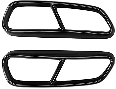 Auspuffblende Doppelrohr, Qiilu Auspuffblende, Car Quad Auspuffblende Edelstahl Schwarz Glänzend Ersatz für A6 C7 2016-2018