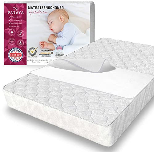 PATAYA Protector Colchón Cuna 50x70 Impermeable - Certificación Oeko-Tex Funda de incontinencia Bebe Hipoalergénico Cubrecolchón Antiácaros Transpirable con 4 Esquinas Elásticas 50 x 70 cm