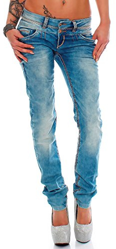 Cipo & Baxx sexiga damjeans byxor höftjeans skinny slim fit stretch tubdesign, Blå – 01, 31W / 32L