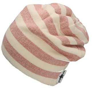Sterntaler Baby Mädchen Beanie Baby Slouch-Beanie Lurex Streifen Mütze - Beanie Baby - aus Strick mit Streifen & Baumwollfleece - rosa, 51