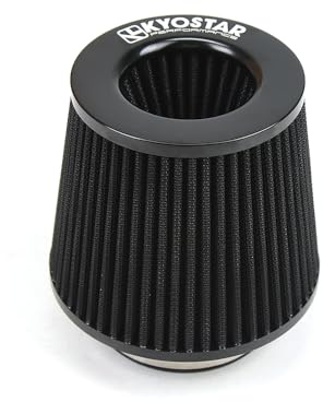 KYOSTAR Universal 3.5 (89mm) High-Flow Air Filter, Reusable Cone Cold Air Intake, High Performance Washable Clamp-On Car High Flow Air Kit, Flange Diameter: 3.5 Inch, Filter Height: 6.1 Inch, Black