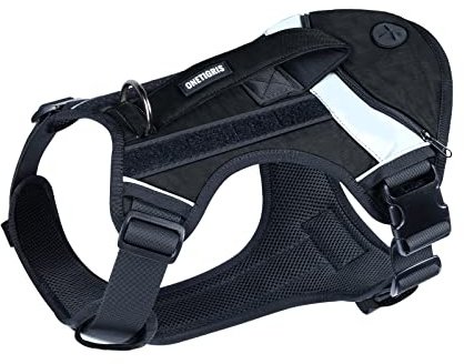 OneTigris Grover - Arnés táctico para perros grandes y medianos (ajustable, 1 asa, con bolsillo para excrementos, tiras reflectantes)