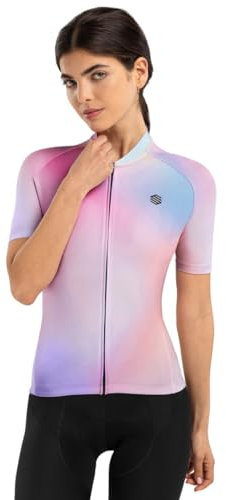 SIROKO - Maillot Vélo pour Femme M2 Aura - M - Rose Bonbon/Bleu pâle