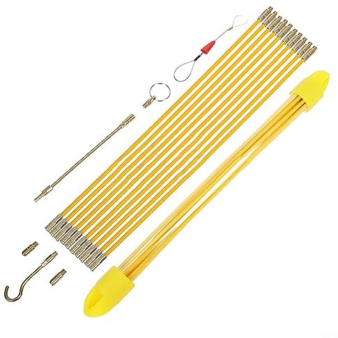 10 Stangen x 33 cm 4 mm Kabelstangen, Fiberglas Elektrokabel Einfädler, Fiberglas elektrisch verbindbares Fischband Pull Kit für Elektriker