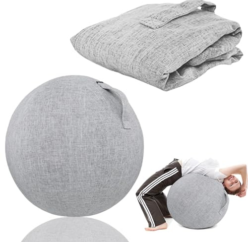 Schutzhülle für Gymnastikball, 65cm Ø Balance Ball Abdeckung Anti Kratzer, Gymnastikball Abdeckung, Faltbar Sitzbälle Stoff Bezug, Leichte Yoga Ball Abdeckung für Schwangerschaft Fitness Yoga-Grau