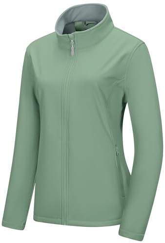 33 000 fot softshell jacka vattentät lätt fleece fodrad övergångsjacka varm vinterjacka andas vindjacka för löpning golf vandring, Ljusgrön, M