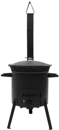 FlameFusion Utschak Feuerofen mit Abzugsrohr Uchag Grillen & Kochen mit Outdoorküche (Utschak L - mit 16 Liter Kazan)