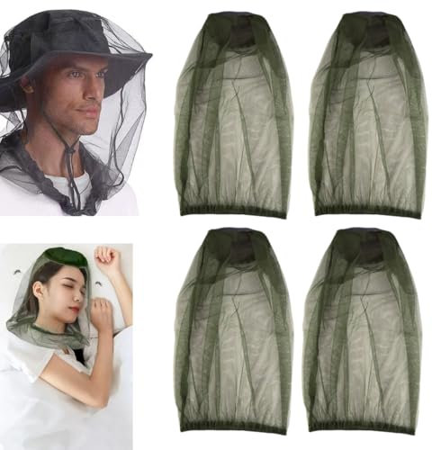4 Stück hochwertiges Moskitonetz für Camping, Wandern und Safari, ultraleicht, mit extra feinen Maschen, optimaler Schutz gegen Insekten, perfekte Passform für Kopfbedeckungen