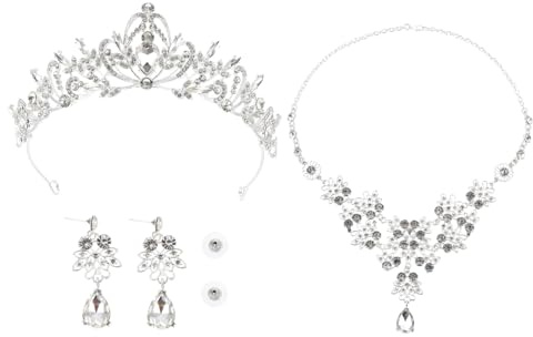 Mipcase Set Bijoux Mariée Élégant Couronne Collier et Boucles Oreilles Femme pour Mariage et Ornement Tête Durable et Hypoallergénique Accessoires Mode pour Fêtes et Occasions Spéciales