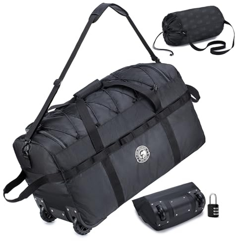 SUCIKORIO Plegable Bolsa de Viaje con Ruedas Impermeable 100L XXL Bolso de Mano Viaje con Candado de Combinación Grande Bolsos de Equipaje Fin de Semana Travel Bag para Cámping Deporte Mujer Hombre