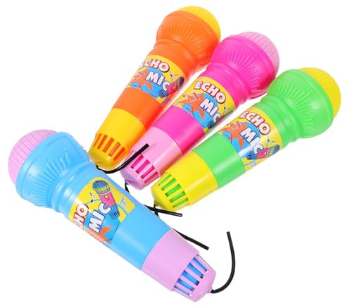 UKCOCO 4 pièces Microphone Écho Léger pour Garçon Fille Accessoire Microphone Factice pour Fête et Cadeau Garçon Fille Couleurs Mélangées