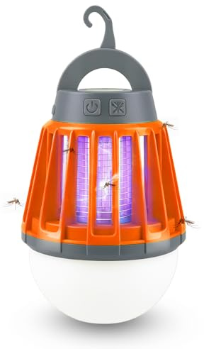 Lampada Antizanzare Elettrico, Lampada Campeggio 2-in-1, 3 Livelli di Luminosità Luci Campeggio, Portatile Lanterna LED Ricaricabile USB, Impermeabile IPX6, per Esterno Tende Giardino Emergenza