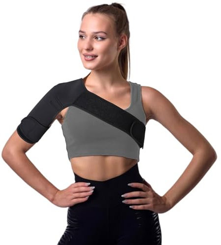 BelleVive soporte de hombro para mujeres, compresión ajustable y cómoda, alivia el dolor de la parte del torniquete del hombro (hombro derecho, mujeres)