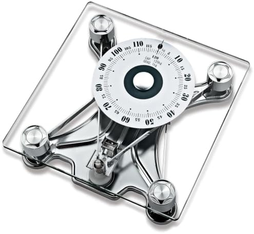 HKFGSHOP Analog personvåg, mekanisk personvåg, 120 kg kapacitet, stor urtavla, tydlig display, utan strömförsörjning, för hem, hotell eller gym. Fyrkantig