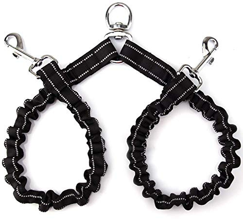 Double Dog Leash for Two Dogs - No Tangle, Comfortable Shock Absorbing Reflective Bungee Leash