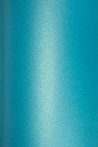 Netuno 10x Bastelkarton Perlmutt Türkis DIN A4 21 x 29,7 cm 290g Cocktail Curacao Perlglanzkarton Metallic-Karton mit Perlmutt-Effekt bedruckbar für Einladungskarten Hochzeitskarten Visitenkarten