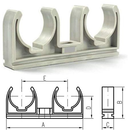 MCH 50x Doppel Rohrclip 16mm Rohrklemme Rohrhalter Clipser Rohrschelle Klemmschelle