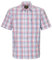 WALKER AND HAWKES - Men's Checkered Blue and Red 100% Cotton Short Sleeve Canterbury Country Shirt with Pocket Classic-Fit - Red - X-Large (44'')