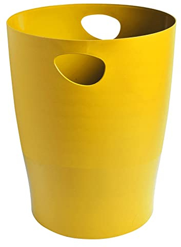 Exacompta - Ref. 45308D - Set of 8 waste paper baskets with ECOBIN BeeBlue handles in PP - large capacity 15 liters - dimensions 26.3 x 26.3 x 33.5 cm - for office or home - saffron color