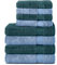 Komfortec 8er Handtuch Set aus 100% Baumwolle, 4 Badetücher 70x140 und 4 Handtücher 50x100 cm, Frottee, Weich, Towel, Groß, Petrol/Hellblau