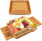 Large Bamboo Cheese Board Set | with 4 Piece Stainless Steel Cheese Knives | Slide out Utensil Holder | Serving Platters | Charcuterie Board | Wedding Present or Housewarming Gifts