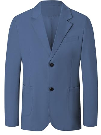Cromoncent Men's Casual Sport Coat Lightweight Wrinkle Free Two Button Blazer Jacket, Dark Blue, Large