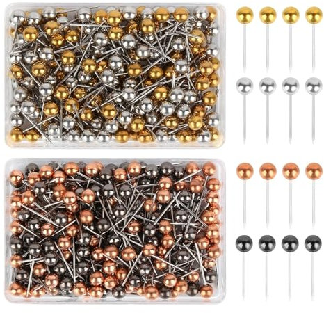 Stecknadeln mit Kopf, 400 Stück Pinnwandnadeln Rundkopf Pinnadeln, Kartennadel Plastik Kopf Mit Stahl Punkt Pinnnadeln für Pinnwand Cork Board Markieren Reise-Routen Adressen, 4 Farben