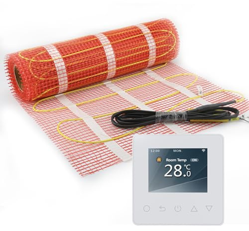 HEATIT Underfloor Heating mat Electric Radiant Self-Adhesive Floor Heating System 200w/㎡ Warmmat with ET-81 Thermostat Kit, 4.5㎡