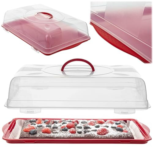 KADAX Tartera rectangular de 46 x 30 x 10,5 cm, caja de transporte para tartas con tapa