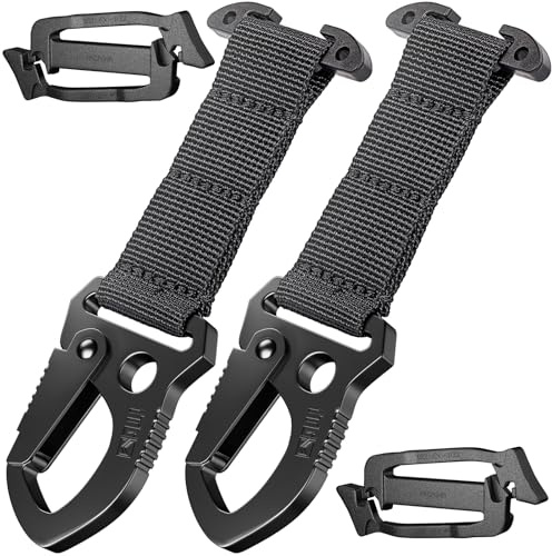 Molle clip in metallo, moschettone 2 in 1 con supporto a T e chiusura rapida – Portachiavi Molle accessori per chiavi, guanti e attrezzi, adatto per cinture, gilet e zaino (2)