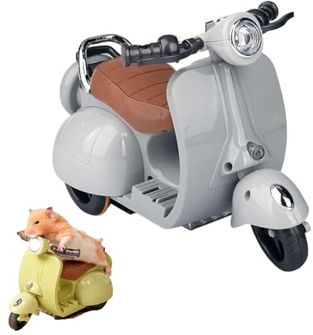 Scooter Toy with Light and Music,Mini Electric Doll Scooter Vehicles Toy Available Funny Doll Accessory,Rotate 360° Cute Plastic Ornaments,Interactive Decor Desktop Ornaments(Gray)