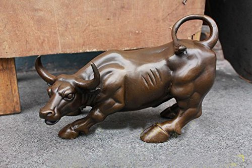 YUNHAO 20,3 cm de long rétro Bronze Medium Taille Bronze Café Wall Street Bull OX Statue Figure