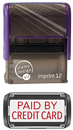 Stamp Design 4U Imprint 12 RED 48 x 18mm Self-Inking Rubber Stamp - Paid BY Credit Card in Red Ink