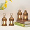 QHYK Lanterne decorative 4 Pezzi, Lanterna da con candele a LED, in plastica - color rame, per la decorazione di interni, per esterni, decorazione da giardino, campeggio, regalo
