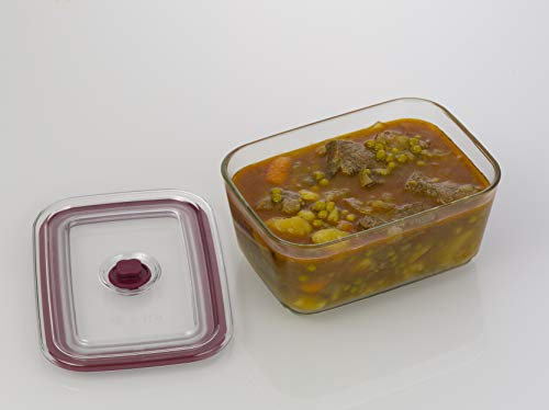 Jata HREC4201 - Recipiente Hermético de Cristal, Capacidad de 800 ml, Para alimentos sólidos y líquidos, Apto para congelador, microondas, horno y lavavajillas, Libre de BPA,