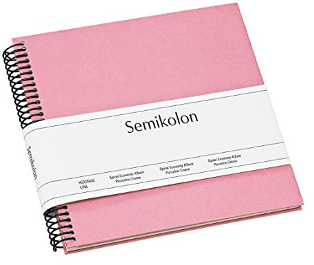 Semikolon 364019 Spiral Album Piccolino - 17 x 17 cm - Fotoalbum, 20 Seiten cremeweiß, Spiral-Fotobuch, flamingo pink