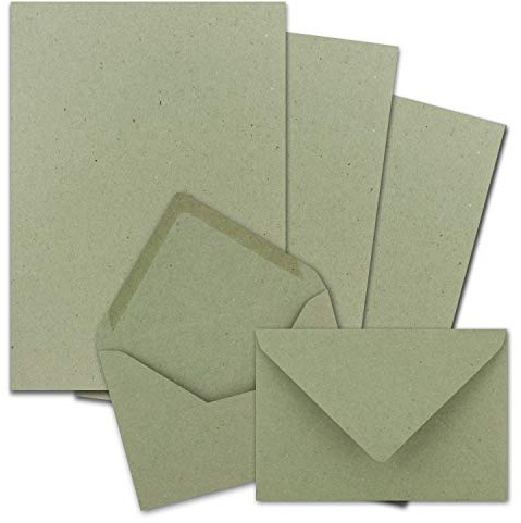 25 x set med brevpapper DIN A5 med C6-kuvert – grön – våtklister (grön) – kraftpapper med kuvert – FarbenFroh av GUSTAV NEUSER