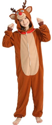 Sincere Party Combinaison de renne en polaire pour garçons et filles, Costume de Noël pour enfants unisexes S(4-6)