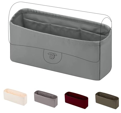 DGAZ Silke organiseringsväska, innerväska för Chanel CF klassisk klaff, lätt organiseringsinsats för kvinnor väskor (pärlgrå, CF Medium)
