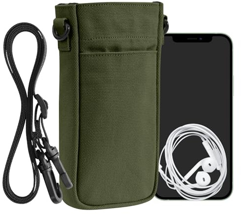 kwmobile Universal smartphone-fodral XXL – 7 tum – fodral med justerbar sladd, magnetisk stängning och framficka – mörkgrön
