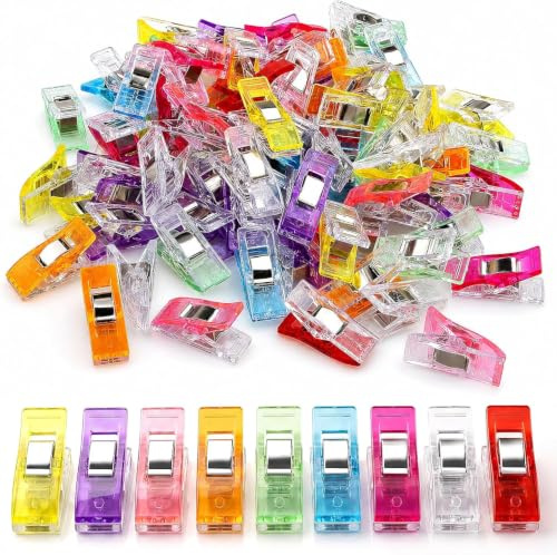100 Pcs Sewing Clips ， Wonder Clips Fabric Clips Plastic Quilting Crafting Clips，Multipurpose Sewing Clips Crafting - Plastic Clips for Crocheting,Sewing, Dressmaking
