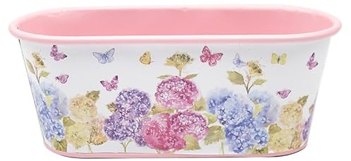 The Leonard Collection Butterfly Blossom Planter For Home & Office | Decorative Oval Flower Plant Pot | Designed By Jennifer Rose Gallery | Small Metal Planter For Indoor & Outdoor Plants