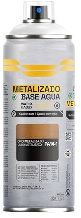 H HANSEL HOME Pintura Spray Base Agua 400ml - Para Muebles, Metal, Plástico y Madera - Ecológica y Sin Olor, Colores Duraderos - Oro Metalizado, 1 unidad