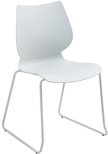 CLP Stapelstuhl Houma I Esszimmerstuhl mit Rückenlehne I Stapelbarer Bistrostuhl mit Sitzschale aus Kunststoff, Farbe:weiß