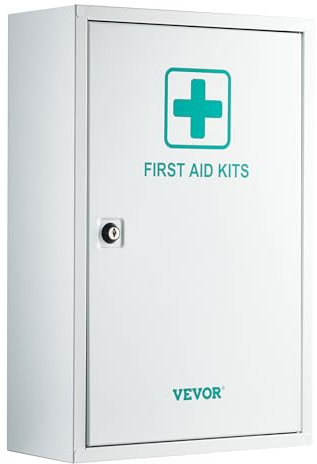 VEVOR Armadietto di Pronto Soccorso a 3 Ripiani 1000 pezzi, Kit di Pronto Soccorso da Parete, OSHA e ANSI 2015 (classe A), Contenitore per Medicinali in Metallo per Emergenze, Fattoria, Officina