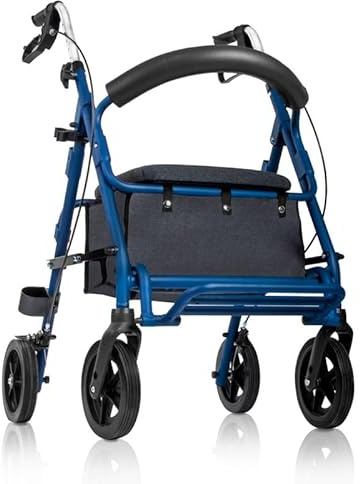 Andador para Adultos con Asiento y Ruedas – Aluminio Ligero con Frenos de Seguridad, Plegable – Licencia Sanitaria – Ideal para Personas Mayores