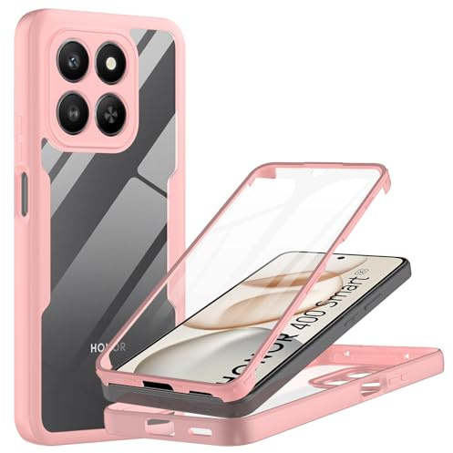 MQERYBV Coque pour Honor 400 Smart 5G, Housse Transparent Antichoc avec Protection écran, 360° Full Body Protection Etui Robuste Double Face Bumper Anti-Scratch Intégrale Case, Rosa
